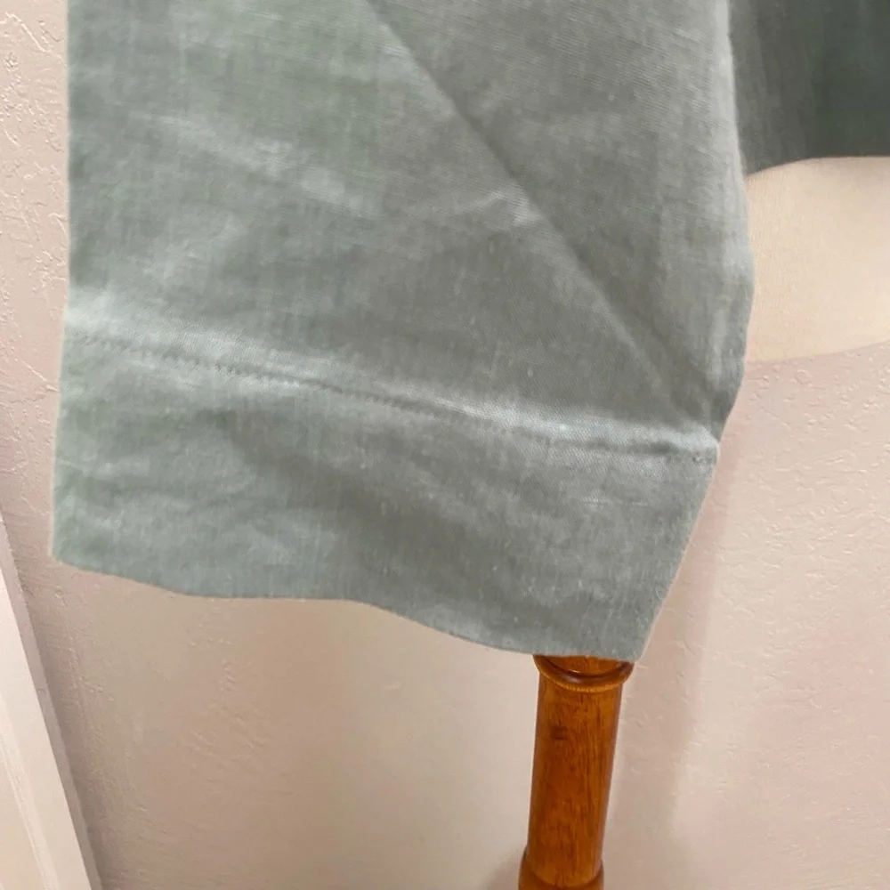 Eileen Fisher Funnel Neck Jacket Spring Linen Petite Small Tarragon Blue Green - Picture 8 of 15